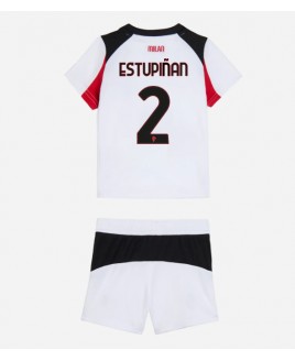 Günstige AC Milan Pervis Estupinan #2 Auswärts Trikotsatzt Kinder 2025-26 Kurzarm (+ Kurze Hosen)